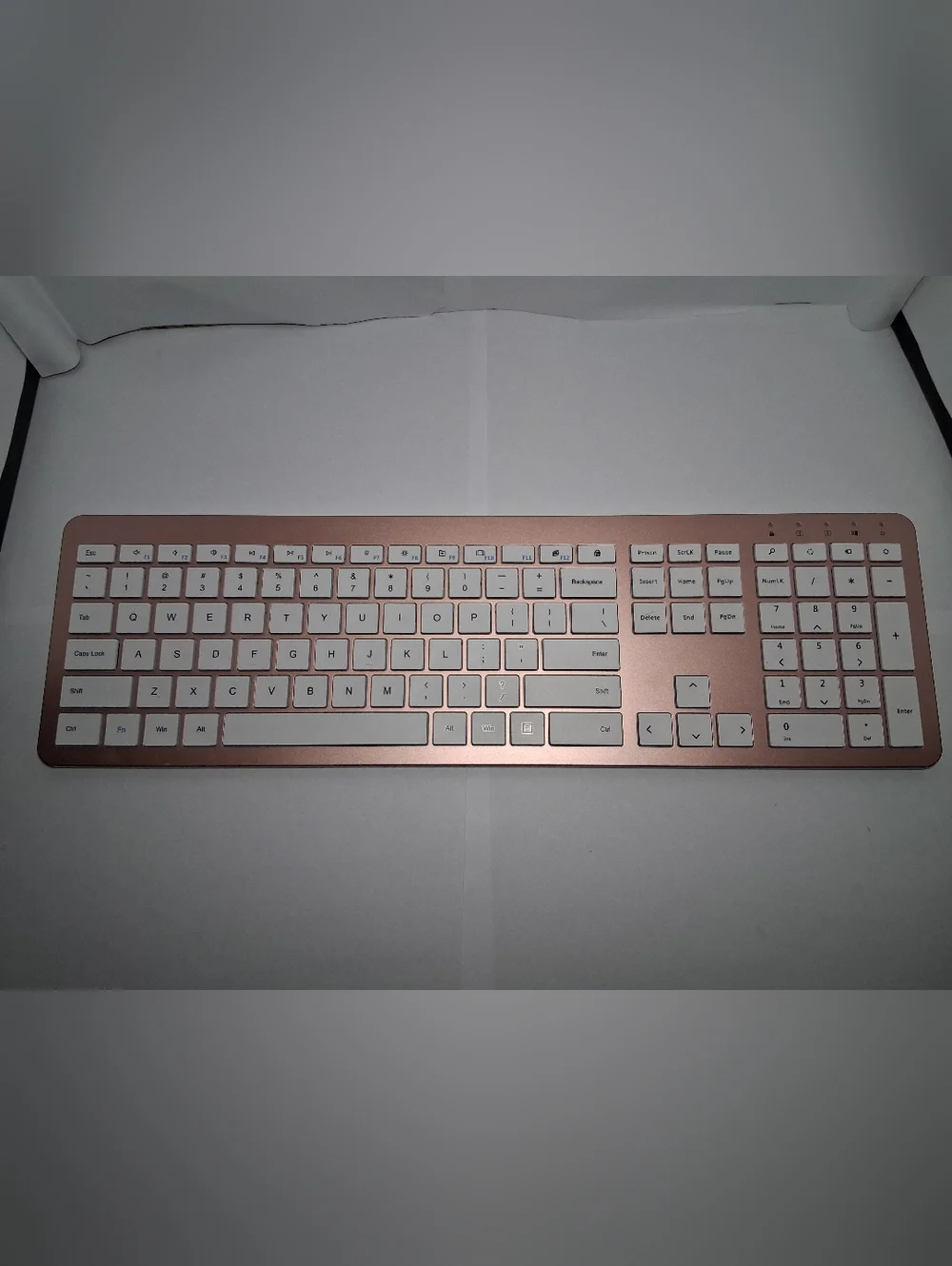 Slim Rose Gold Wireless Keyboard with White Keys